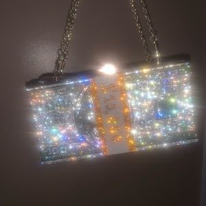 Black Bling Bling Money Clutch Purse